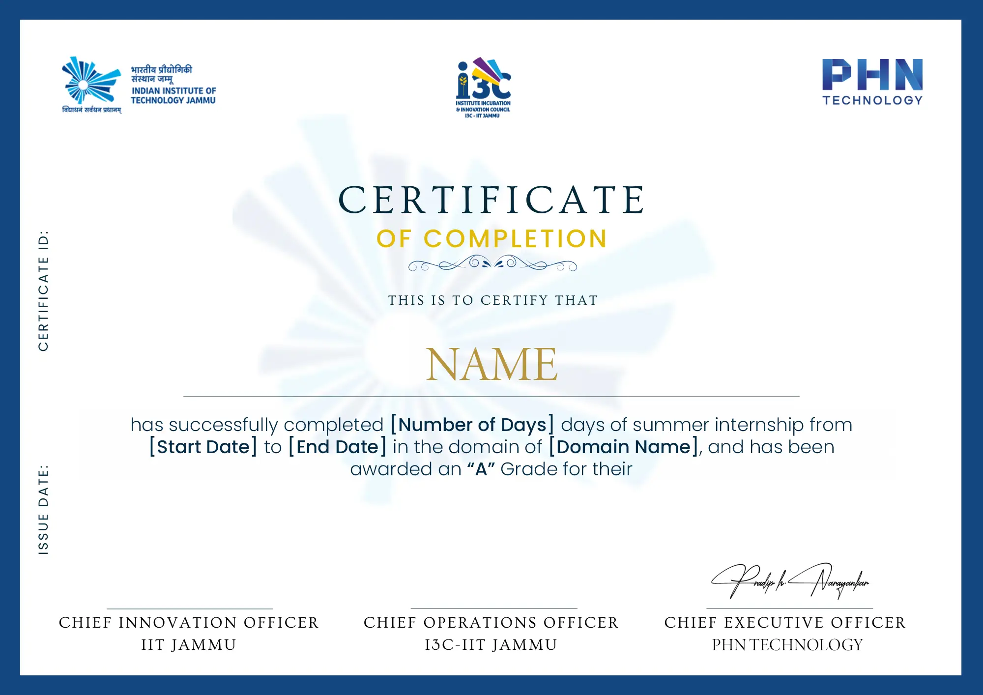 Certificate of Completion — PHN Technology & IIT Jammu
